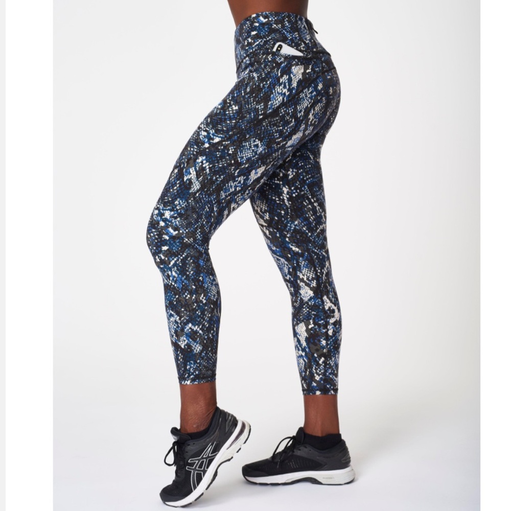 Sweaty Betty Power 7/8 Leggings in Blue Quartz Snakeprint - Like New!